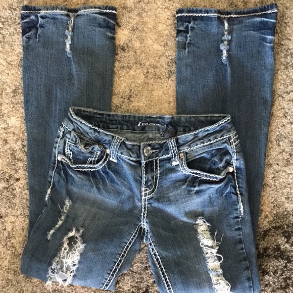 ZCO Premium Destroyed Distressed Bootcut Jeans - Picture 1 of 15